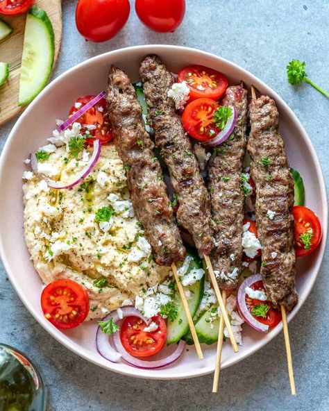 Beef Kafta - Healthy Fitness Meals Kafta Recipe, Beef Kafta, Lean Beef Recipes, Fitness Meals, Beef Kabobs, Middle Eastern Dishes, Kabob Recipes, Healthy Fitness Meals, Lean Beef