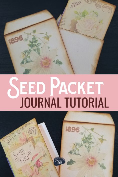 Origami For Junk Journals, Seed Packet Template, Bullet Journal Goals Page, Vintage Seed Packet, Garden Junk Journal, Scrap Crafts, Journals Diy, Vintage Seed Packets, Goals Bullet Journal