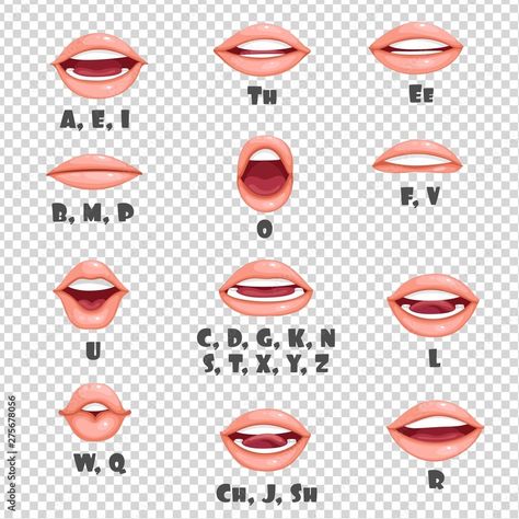 Talking Mouth Drawing, Mouth Shapes, Cartoon Lips, Mouth Animation, Illustrated Animals, Side View Drawing, Boy Cartoon Characters, Cartoon Mouths, Illustrated People