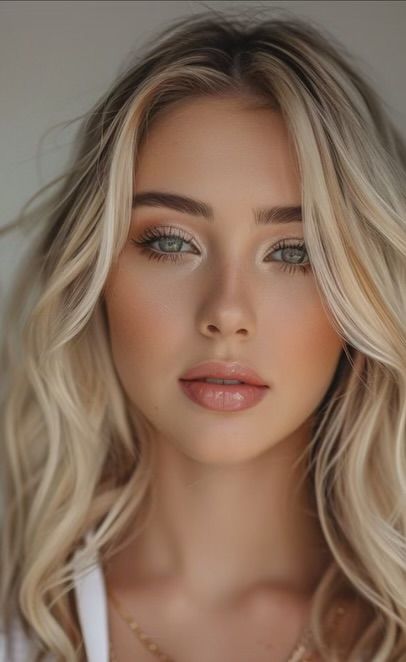 Natural Romantic Wedding Makeup, Makeup For Senior Portraits, Natural Soft Pink Makeup, Glow Up Photoshoot, Photoshoot Makeup Ideas Natural, Natural Makeup For Bride, Kauai Photoshoot, Green Eyes Blonde Hair, Bridal Makeup For Blue Eyes