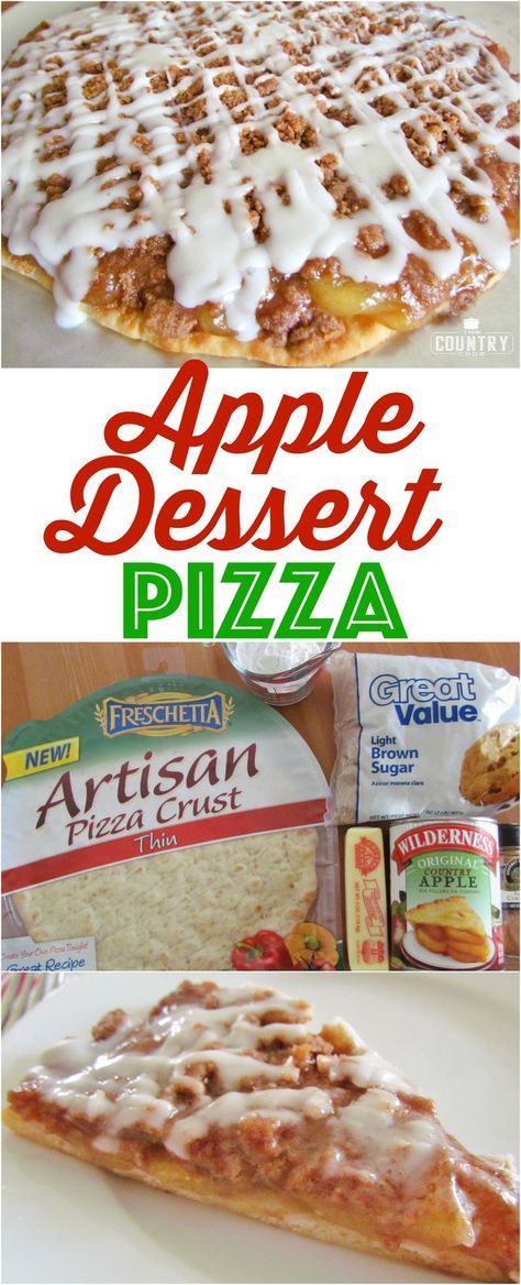 Apple Dessert Pizza recipe from The Country Cook Apple Dessert Pizza Recipe, Dessert Pizza Recipe, Apple Dessert Pizza, Pizza Dessert, Dessert Pizza Recipes, Apple Desserts Easy, Tiramisu Dessert, Apple Dessert, Dessert Aux Fruits