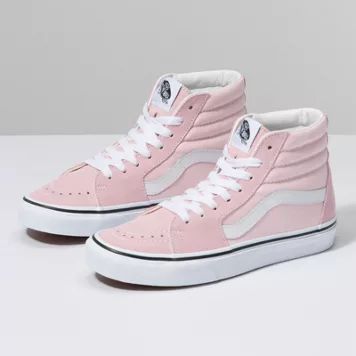 Pink High Tops, Tenis Vans, Vans Outfit, Vans Store, Pink Vans, White Shoes Women, High Top Vans, Girls Shoes Kids, Sk8 Hi