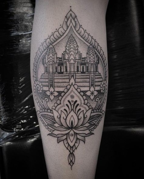 Angkor Wat Tattoo, Cambodian Tattoo, Maui Tattoo, Khmer Tattoo, Buddha Tattoo, Leg Tattoos Women, Lotus Tattoo, Tattoo Small, Angkor Wat