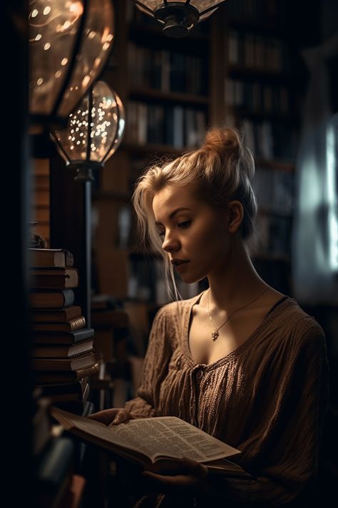 Woman In A Library, Woman With Book Photography, Bookshop Photoshoot, Poet Photography, Reading Photoshoot, Reading Pose, Author Photoshoot, Author Headshots, Book Poses