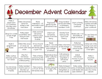 December Advent Calendar to use with any year. 35 activities included to make it easier to fit your family or classroom needs. Have fun and enjoy the holiday season! Office Holiday Christmas Activities Calendar, Christmas Advent Calendars Diy, December Advent Calendar, Advent Activity Calendar, Christmas Activity Advent Calendar, What To Put In Advent Calendar, Family Advent Calendar Ideas, Self Made Advent Calendar, Christian Advent Calendar For Kids