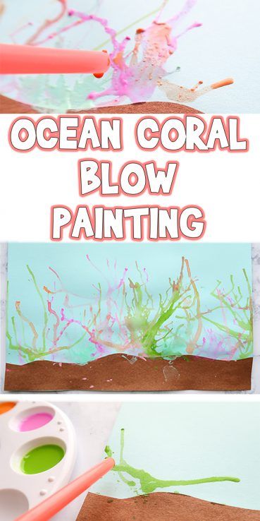 Ocean Coral Blow Painting Summer Kids Art Project Summer Kids Art, Blow Painting, Ocean Art Projects, Ocean Theme Preschool, Blow Paint, Summer Art Projects, Ocean Coral, Painting Summer, Ocean Activities