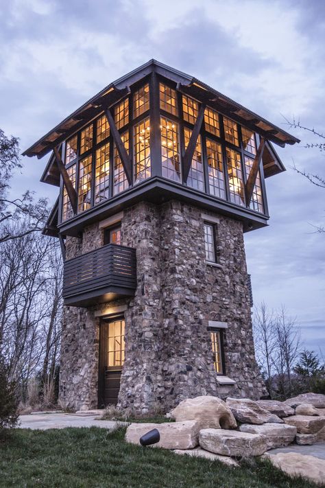 Entertainment Viewing Tower in the Tennessee Hills Perspective Architecture, Stone Tower, Plans Architecture, Tower House, Classic Architecture, Tiny House Cabin, Design Exterior, घर की सजावट, Villa Design