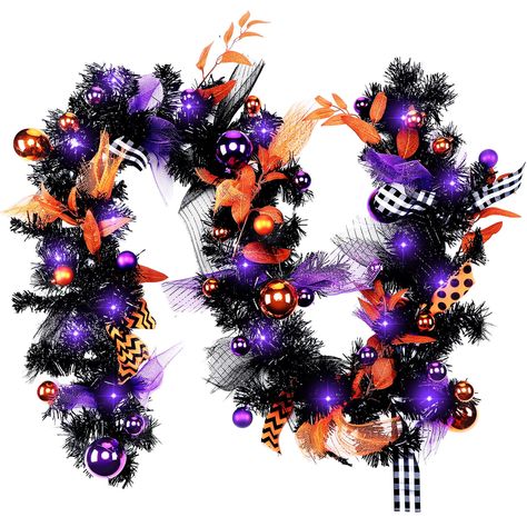 PRICES MAY VARY. Appropriate Size to Help Your Operation: boasting a proper size, this artificial Halloween garland measures about 6 ft long, ideally sized for decorating various spaces; Their proper length allows easy and flexible hanging, making it versatile for use both indoors and outdoors Quantity to Help Your Operation: our garland set comes with 1 piece of string light (not including batteries) and 1 piece of hanging rustic Halloween which can ease your decoration process; You just have t Battery Operated Garland, Garland With Lights, Outdoor Halloween Decor, Christmas Lights Garland, Active Design, Rustic Halloween, Halloween Garland, Ball Garland, Outdoor Party Decorations