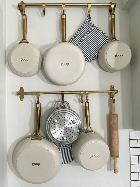 Kitchen Wall Hanging Storage Pot Racks, Wall Mounted Pan Rack, Rod With Hooks Kitchen, Ikea Kitchen Hanging Rod, Pot Hangers For Kitchen Wall, Kitchen Storage For Pots And Pans, Hanging Pans Above Stove, Hanging Pan Storage, Pot Wall Rack