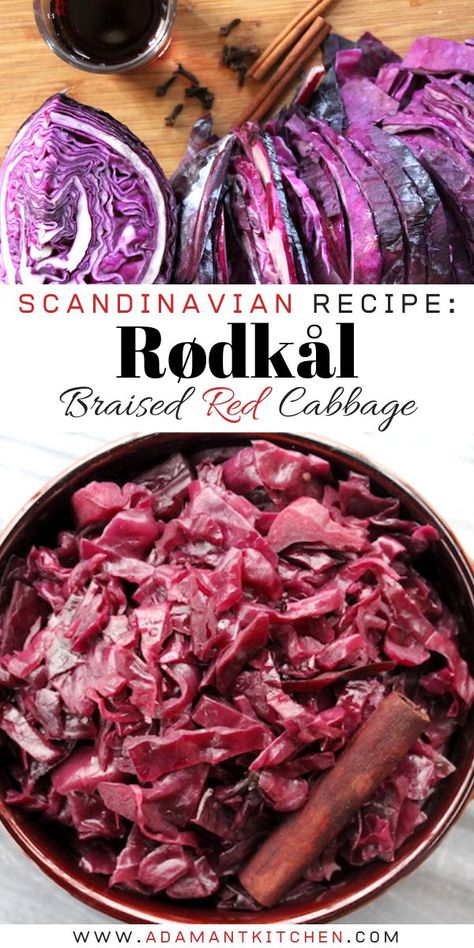 Red Cabbage Recipe, Sweet And Sour Cabbage, Danish Cuisine, Scandinavian Recipes, Traditional Holiday Recipes, Red Cabbage Recipes, Nordic Recipe, Braised Red Cabbage, Rustic Recipes