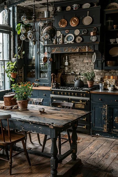 Dark Academia Farm Aesthetic, Outlander Kitchen Ideas, Cottage Witch Aesthetic Kitchen, Outlander Inspired Kitchen, Outlander House Aesthetic, Outlander Home Decor, Outlander Inspired Home Decor, Academia Kitchen Aesthetic, Outlander Aesthetic Home