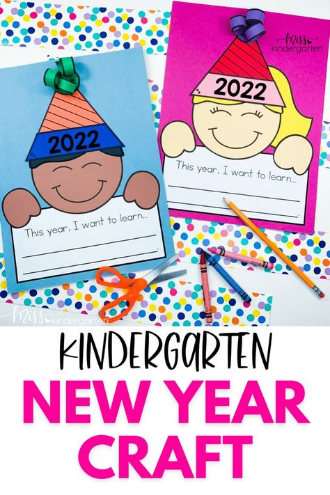 New Years Kindergarten, New Year Writing, New Year Crafts For Kids, New Year Craft, January Kindergarten, New Year Crafts, New Year's Eve Crafts, January Activities, Miss Kindergarten