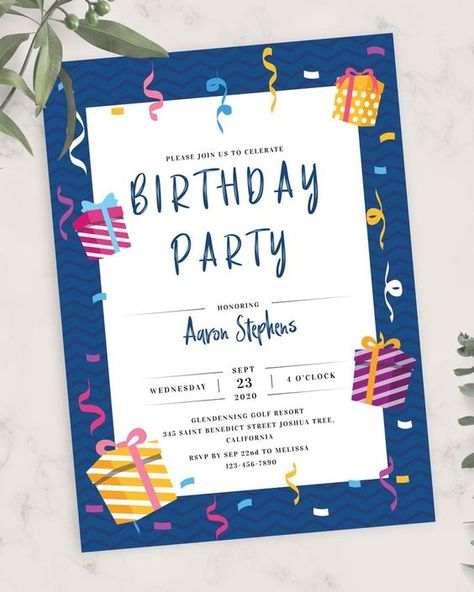 Surprise birthday invitations