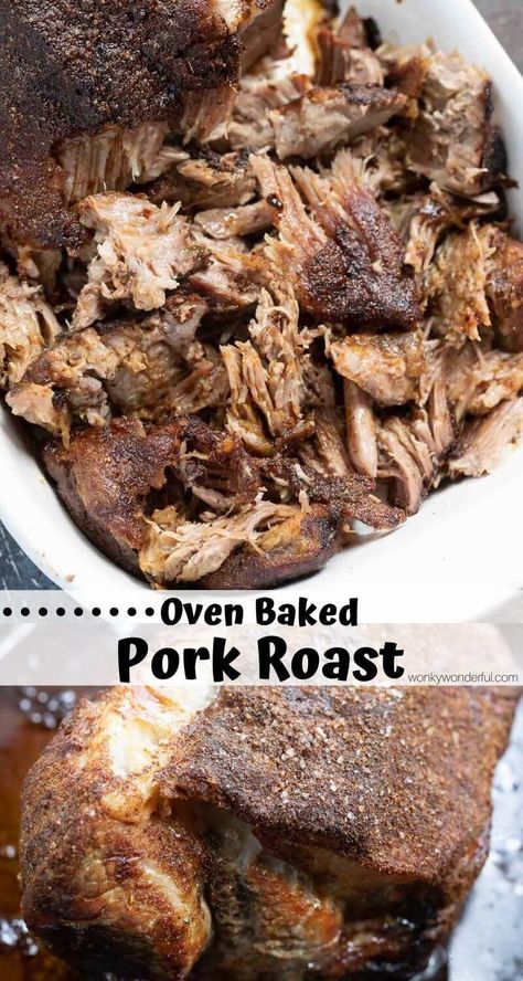 Roast In Oven Recipe, Baked Pork Roast, Easy Pork Roast, Oven Roasted Pulled Pork, Pork Oven, Oven Roasted Pork, Roast In Oven, Pulled Pork Oven, Pulled Pork Roast