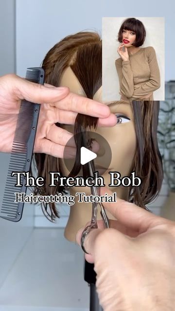 Justin Toves-Vincilione on Instagram: "The French Bob - Haircut Tutorial #authenticbeautypartner . Learn how to get the cut! And the products I like to use. What do you think? Is short hair making a big comeback?? . Products Used: @authenticbeautyconcept.us  🍃 Amplify Mousse  🍃 Hydrate Spray Conditioner  . #haircut #haircuts #haircutting #shorthair #haireducation #haireducator #hairideas #hairinspo #hairstyles #hairstyle #shorthaircut #shorthairstyle #hairlove #hairfashion #hairtips #beautytips #howtobeauty" French Short Bob Haircut, Diy French Bob Haircut, French Bob Tutorial, French Bob Brown Hair, Short Curly French Bob, Short Bob Tutorial, French Bob Haircut Short, Diy Bob Haircut At Home, Edgy Bob Haircuts Choppy Layers