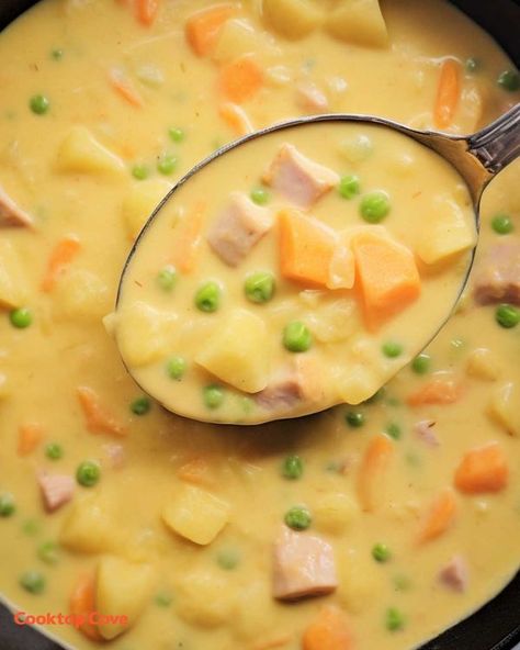 Golden Stew, Cubed Ham, Cream Based Soups, Slow Cooker Kitchen, Cheddar Cheese Soup, Homemade Cornbread, Cream Of Celery Soup, Homemade Applesauce, Chicken Crockpot