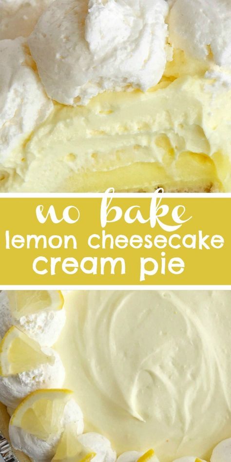 Lemon Pudding Cheesecake, Whipped Cream Pie, Cheesecake Cream, Cheesecake Lemon, No Bake Lemon, No Bake Lemon Cheesecake, Fest Mad, Pie Cheesecake, Desserts Keto