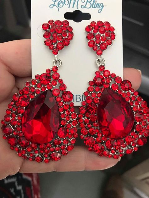 Pageant Walk, Red Stone Earrings, Pageant Earrings, Makeup Supplies, Bling Earrings, Prom Earrings, Chunky Earrings, Bling Wedding, Elegant Makeup