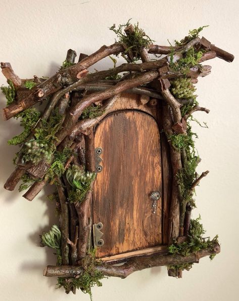 Fairy Door ~ Each One of a Kind ~ Handcrafted by Olive, Fairy Accessories, Fairy Door that Opens, Sealed for Outdoor Optional Display by OliveNatureFolklore on Etsy https://www.etsy.com/listing/631662208/fairy-door-each-one-of-a-kind Diy Fairy Door, Fairy Doors On Trees, Fairy Garden Doors, Fairy Tree Houses, Fairy Garden Kit, Fairy Garden Furniture, Fairy House Diy, Fairy Garden Crafts, Fairy Garden Designs