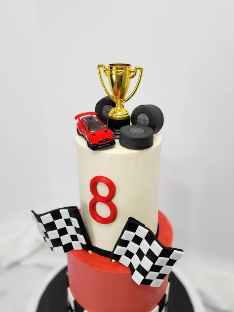 Race Car Cake, Red Race Car, Race Car Cakes, Monster Truck Cake, Red Monster, Truck Cake, Red Race, Hot Wheels Birthday, Truck Cakes