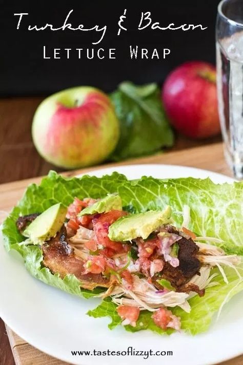 Turkey and Bacon Lettuce Wraps {Tastes of Lizzy T} Bacon Lettuce Wraps, Diet Lunch Ideas, Turkey Lettuce Wraps, Whole 30 Lunch, Knife Skills, Lettuce Wrap, Paleo Lunch, Turkey Bacon, Easy Paleo