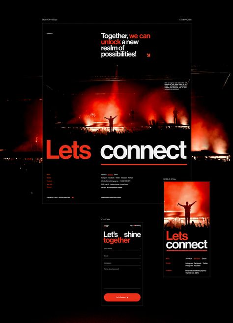 Dark Website Design, Red Website, Mars Attack, Ux Design Portfolio, Marketing Agency Website, Ui Website, Agency Website Design, Website Concept, Event Agency