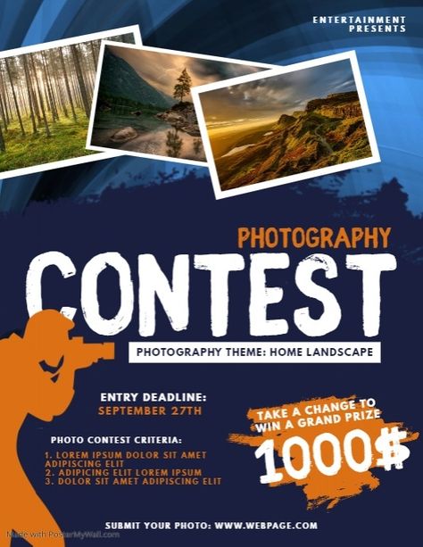 Photography Contest Flyer Template | PosterMyWall Photo Contest Poster, Contest Poster, Cooking Contest, Only Photo, Online Contest, Photography Themes, Photography Contest, Event Poster Design, Photography Exhibition