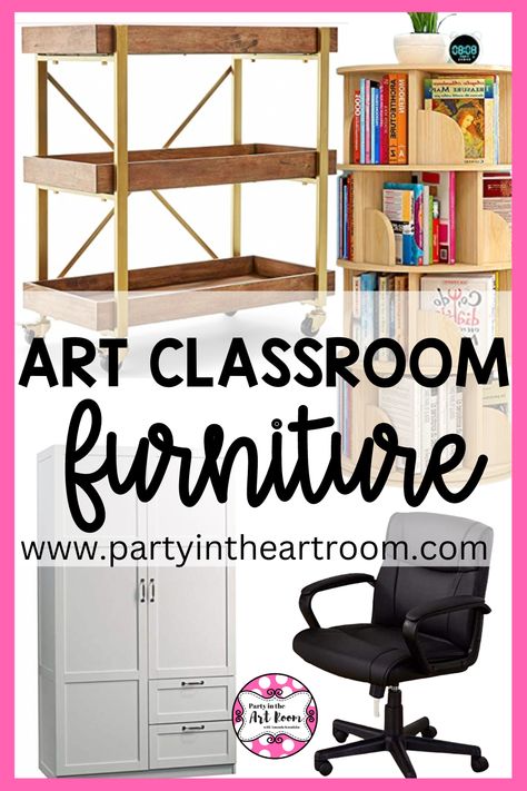 art classroom furniture must haves Art Room Supplies, Furniture Must Haves, Comfortable Desk, Metal Bar Cart, Mini Office, Art Cart, Teacher Desk, Tall Table, Classroom Furniture