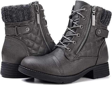 Women's Combat Boots, Stylish Winter Boots, Military Style Boots, Popular Boots, Womens Combat Boots, Black Ankle Booties, Leather Boots Women, Martin Boots, Round Toe Heels