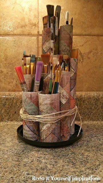 Paint Brush Holder, Craft Paper Storage, Paint Brush Holders, Diy Craft Room, Do It Yourself Crafts, Craft Room Storage, Paper Storage, Sewing Rooms, Craft Room Organization