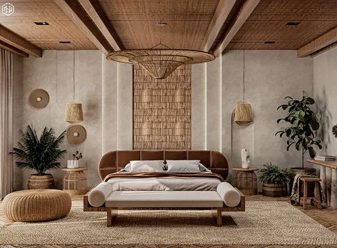 BEDROOM - WABI SABI :: Behance Wabi Sabi Bedroom Design, Bedroom Inspirations Aesthetic, Bedroom Wabi Sabi, Wabi Sabi Bedroom, Balinese Interior, Bedroom Minimal, Inspiration Wall Art, Wabi Sabi Interior, Tropical Bedrooms