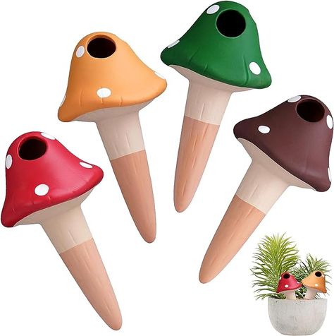 Perfect for busy plant lovers! these cute self watering mushrooms are adorable and incognito. Your plants will never go thirsty again, while you're on vacation you'll have no worries about your plant babies. Watering Spikes, Mushroom Plant, Window Garden, Plant Watering, Self Watering Planter, Water Transfer, Season Of The Witch, Self Watering, Gifts For An Artist