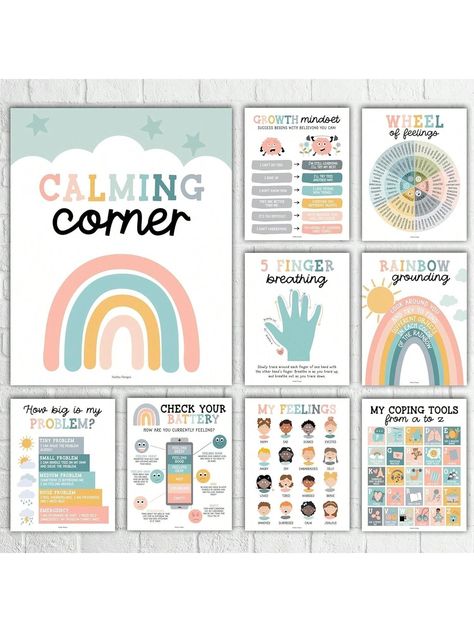 White  Collar     Embellished   Kids Educational Toys Emotions Chart For Kids, Kids Calming Corner, Feelings Chart For Kids, Calming Corner Posters, January Lesson Plans, Classroom Must Haves, Emotions Chart, Teaching Classroom Decor, Posters For Classroom