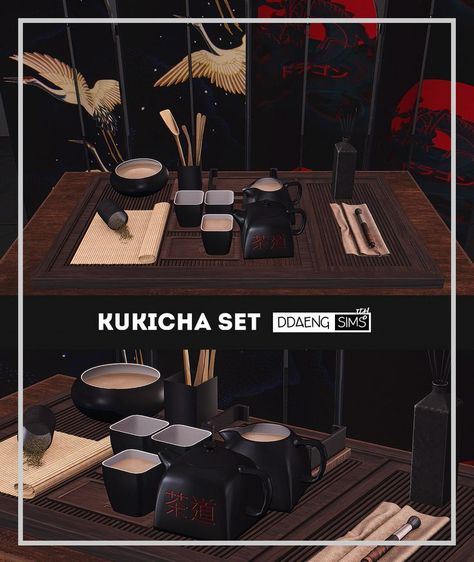 Sims 4 Japanese House, Sims 4 Korean, Korean Decor, Tea Herbs, Table Plate, Herbs Tea, Sims 4 Anime, Free Sims 4, The Sims 4 Packs