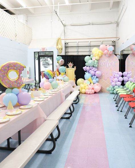 Mia’s FOURever Sweet 🍭🍬🧁 Backdrop + Balloons @janettloveshop Decor by mom @jill_eisner #sweettheme #sweetthemebirthday #sweetthemeparty #foureversweet #foureversweettheme #sweetone #sweetonebirthday #sweetthemeballoons #sweetonebackdrop #sweetoneballoongarland Two Sweet Birthday Backdrop, Sweet One First Birthday Backdrop, Sprinkle Balloon Garland, She's A Sweet One Birthday Theme, Fourever Sweet, Backdrop Balloons, One Balloon, First Birthday Themes, Third Birthday