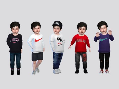 Sims 4 — NIKE Basic Sweaters Toddler by McLayneSims — TSR EXCLUSIVE Standalone item 16 Swatches MESH by Me NO RECOLORING #featuredartist Cc Todler Sims 4, Sims 4 Toddler Cc Clothes Male, Toddler Boy Clothes Sims 4, Sims 4 Cc Toddler Outfits, Toddler Clothes Sims 4 Cc Boy, Sims 4 Cc Toddler Boy Clothes Patreon, Boy Toddler Cc Sims 4, Sims Cc Boys Clothes, Sims 4 Toddler Clothes Male