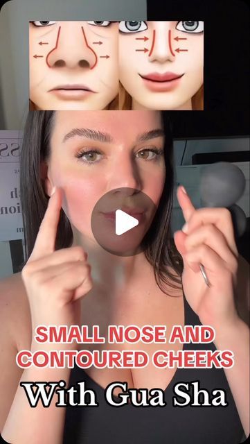 Guasha For Smaller Nose, Guasha Nose Before And After, Gua Sha For Smaller Nose, Gua Sha Routine For Nose, Slim Nose Gua Sha, Guasha For Nose, Gua Sha Cheeks, His Sha, Gua Sha Nose Shape