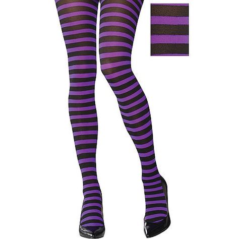 Purple Wool Tights, Purple Striped Gloves, Purple Striped Clothes, Purple Stockings, Halloween Tights, Purple Tights, Opaque Stockings, Plus Size Tights, Striped Stockings