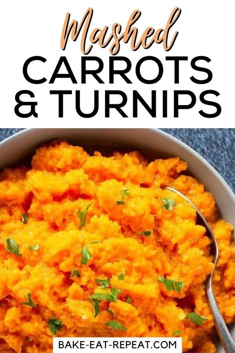 These Mashed Carrots and Turnips make a great side dish for your Thanksgiving dinner! Or as a low-carb alternative to mashed potatoes any time of the year. Mashed carrots and turnips make a great, healthy side dish for any meal. But we tend to make this recipe for turkey dinner. So we usually serve it at Thanksgiving or Christmas. Mashed Turnip And Carrots, Mashed Carrot And Turnip, Mashed Turnips And Carrots, Carrots And Turnips Mashed, Turnip Carrot Mash, Mashed Carrots And Turnips, Turnips And Carrots Recipes, Recipe With Turnips, Carrot And Turnip Recipes