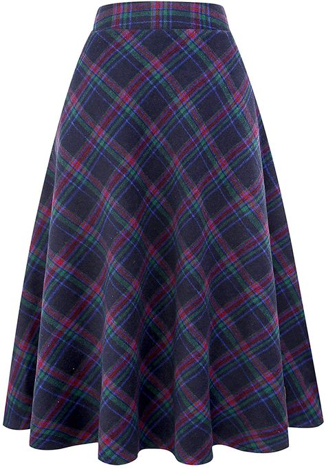 Flare Long Skirt, Tartan Skirts, Long Wool Skirt, Plaid Wool Skirt, How To Make Skirt, Long Maxi Skirts, Wool Skirt, Fall Skirts, Beautiful Skirts