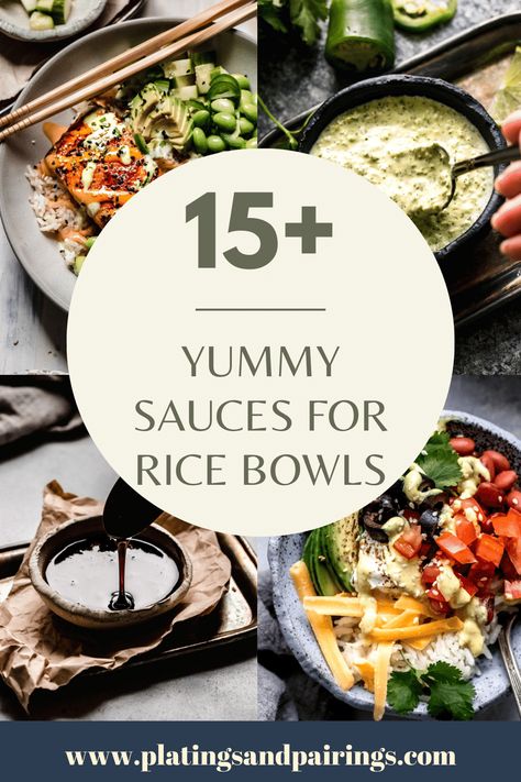 Sauces For Rice Bowls, Sauces For Rice, Rice Bowl Sauce, Asian Sauce Recipes, Buddha Bowl Sauce, Rice Bowls Healthy, Vegetarian Sauces, Healthy Sauces, Healthy Bowls Recipes