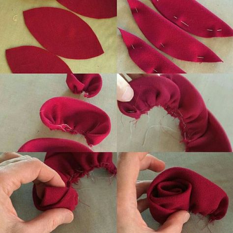 Buat Pita, Make Flowers, Making Fabric Flowers, Rose Pillow, Fabric Flower Tutorial, Velvet Rose, Handmade Flowers Fabric, Sewing Tutorials Clothes, Sewing Crafts Tutorials