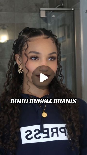 609K views · 82K likes | Ashlee West 🥥 on Instagram: "Boho Bubble Braids - Full tutorial on my Youtube! 💙" Boho Bubble Braids, Bubble Braid Hairstyles Curly Hair, Curly Bubble Braid, Bubble Braid Curly Hair, Diy Boho Braids, Boho Braids Tutorial, Boho Braids On Natural Hair, Boho Braids Natural Hair, Boho Braids Hairstyles