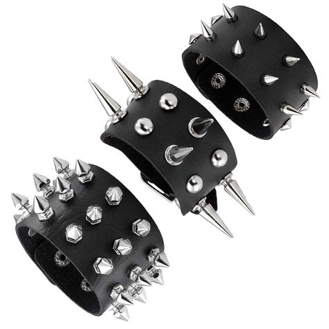 80s Punk Rock, Rock Accessories, 80s Punk, Spike Bracelet, Punk Pins, Punk Accessories, Hand Accessories, Punk Vintage, Black Leather Bracelet