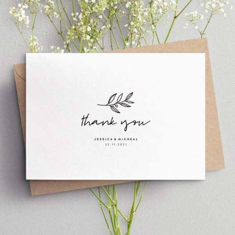 The Best Etsy Wedding Thank You Cards to Show Your Appreciation | Junebug Weddings Postcards Photography, Job Logo, Desain Merek, Thank You Card Design, Minimalist Cards, Small Business Packaging Ideas, Packaging Ideas Business, Personalized Thank You Cards, Printable Thank You Cards