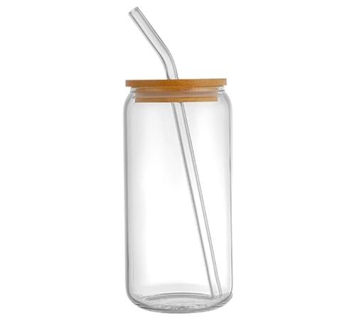 BasskBeauty Drinking Glasses with Bamboo Lids and Glass Straw 1/4pcs Set for Hotel Canteens 18oz Can Shaped Glass Cups Beer Glasses Coffee Glasses Milktea Shop, Cups With Bamboo Lids, Glass Straw Cup, Trendy Water Bottles, Glass Flask, Coffee Glasses, Coke Cans, Glass Coffee Mugs, Glass Cups