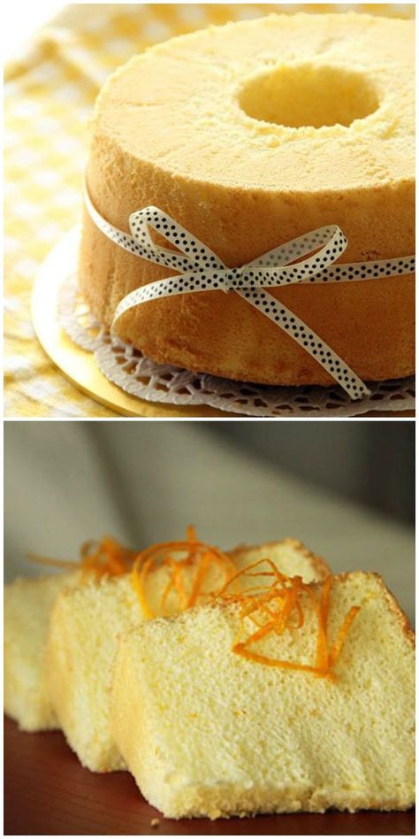 Orange Sponge Cake Recipe, Orange Chiffon Cake Recipe, Recipes Microwave, Orange Sponge Cake, Polish Food Recipes, Cake Boss Recipes, Chiffon Cake Recipe, Bolo Chiffon, Orange Chiffon Cake