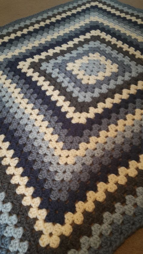 Giant Granny Square blanket using Twilleys Freedom Wool in Pearl, Moonlight, Misty Morning, Ice Blue and Slate. Pattern from Bunny Mummy. http://bunnymummy-jacquie.blogspot.co.uk/2011/10/how-to-crochet-granny-square.html Blue Crochet Granny Square Blanket, Blue And Grey Crochet Blanket, Crochet Blue Blanket, One Big Granny Square Blanket, Granny Square Blanket Aesthetic, Granny Square Blanket Blue, Blue Granny Square Blanket, Big Granny Square Blanket, Blue Crochet Ideas