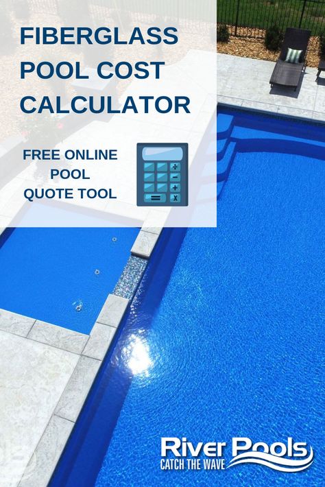 Wondering how much your fiberglass pool will cost? Try our 100% free online pool cost calculator to see how much your pool will cost based on the chosen size, features, and upgrades. #swimmingpools #pools #home Plunge Pool Cost, Fiberglass Pool Cost, Inground Pool Cost, Swimming Pool Prices, Swimming Pool Size, Swimming Pool Kits, Concrete Swimming Pool, Pool Cost, Pool Paint