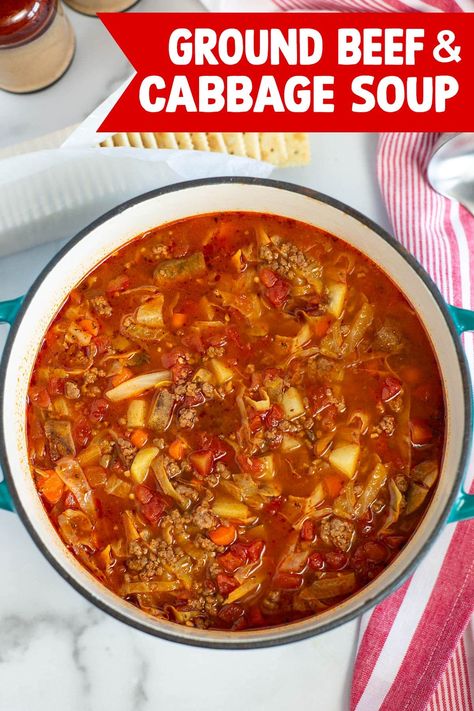 Ground Beef and Cabbage Soup: A Delicious Twist on a Classic Recipe Ground Beef And Cabbage Soup, Cabbage And Beef Soup, Hamburger Cabbage Soup, Cabbage Soup With Ground Beef, Beef And Cabbage Soup, Unstuffed Cabbage Soup, Beef Cabbage Soup, Easy Cabbage Soup, Glam Pillows